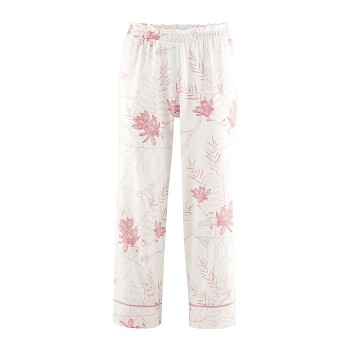 ILEA dámské 7/8 pyžamové kalhoty ze 100% biobavlny - bílá