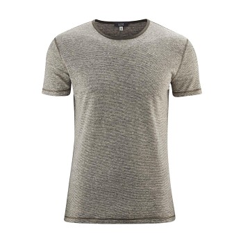 ANDY Pánské tričko s krátkými rukávy ze 100% lnu - olivová melange