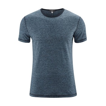 ANDY Pánské tričko s krátkými rukávy ze 100% lnu - modrá turqouise/ink