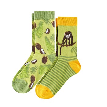 BEAR Dětské ponožky z biobavlny (2 páry)  - zelená (opičky)