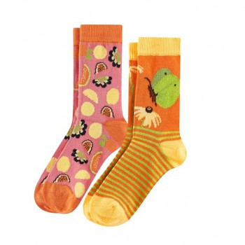 BEAR Dětské ponožky z biobavlny (2 páry)  - oranžová (motýlci)