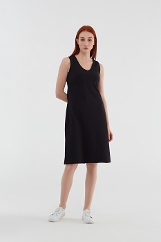 Albero dámské úpletové šaty bez rukávů z biobavlny - černá