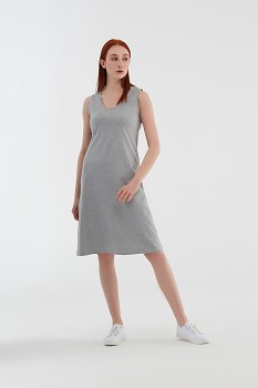 Albero dámské úpletové šaty bez rukávů z biobavlny - šedá melange