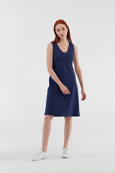 Albero dámské úpletové šaty bez rukávů z biobavlny - modrá navy
