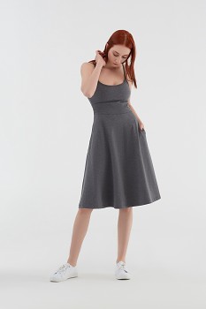 Albero dámské úpletové šaty na ramínka z biobavlny - šedá antracit