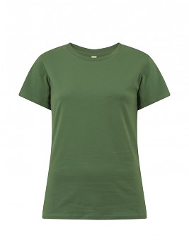 Dámské tričko s krátkými rukávy z 100% biobavlny - zelená leaf