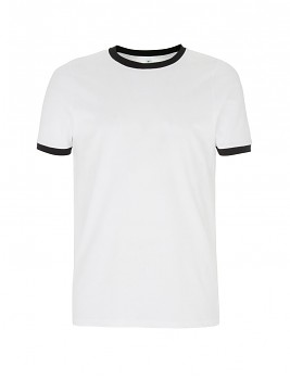 Pánské/unisex  tričko s krátkými rukávy ze 100% biobavlny - bílá/černá