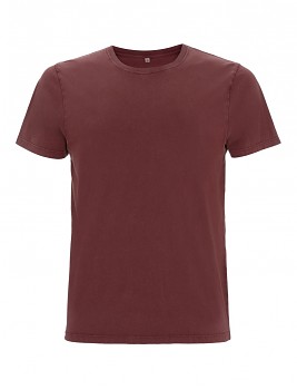 Pánské/unisex tričko s krátkými rukávy ze 100% biobavlny - fialová stone wash burgundy
