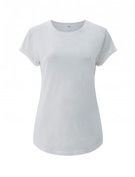 Dámské tričko s krátkým zahnutým rukávem ze 100% biobavlny - bílá stone wash