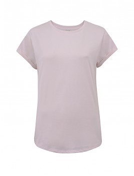 Dámské tričko s krátkým zahnutým rukávem ze 100% biobavlny - světle růžová