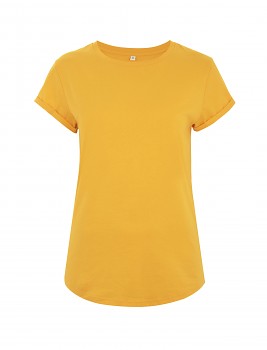 Dámské tričko s krátkým zahnutým rukávem ze 100% biobavlny - žlutá gold