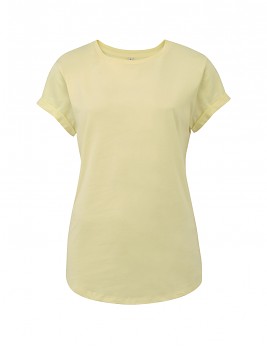 Dámské tričko s krátkým zahnutým rukávem ze 100% biobavlny - světle žlutá pale lemon