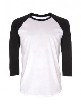 Pánské/unisex baseballové tričko s 3/4 rukávy ze 100% biobavlny - bílá/ černá