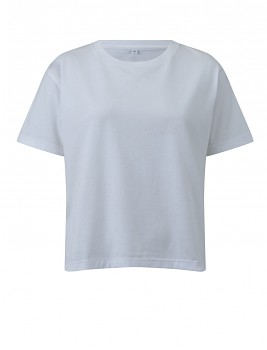 Dámské krátké volné tričko s krátkými rukávy ze 100% biobavlny - bílá