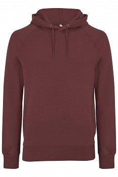 Unisex mikina s kapucí a kapsami ze 100% biobavlny - červená burgundy