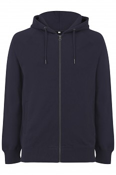 Unisex mikina na zip s kapucí a kapsami ze 100% biobavlny - tmavě modrá navy