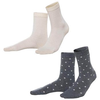 BETTINA dámské ponožky z biobavlny - bílá / šedá (2 páry)