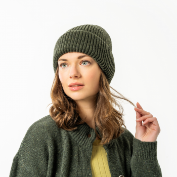 STOCKHOLM unisex zimní čepice ze 100% bio vlny - zelená irish moss
