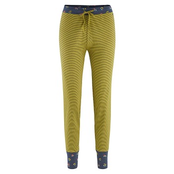 AVELINE dámské pyžamové kalhoty ze 100% biobavlny - pruhovaná modrá navy/žlutá brass