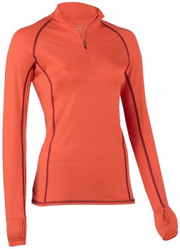 Dámské běžecké tričko s dlouhými rukávy z bio merino vlny a hedvábí - oranžová spicy