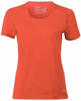 Dámské tričko s krátkými rukávy z bio merino vlny a hedvábí - oranžová spicy