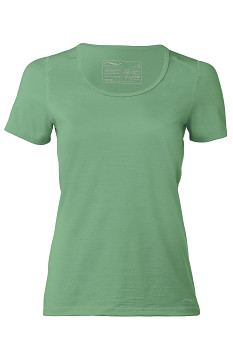 Dámské tričko s krátkými rukávy z bio merino vlny a hedvábí - zelená lime