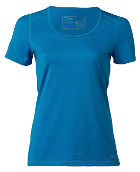 Dámské tričko s krátkými rukávy z bio merino vlny a hedvábí - modrá sky