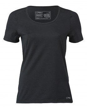 Dámské tričko s krátkými rukávy z bio merino vlny a hedvábí - černá