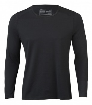 Pánské sportovní tričko s dlouhými rukávy z bio merino vlny a hedvábí - černá