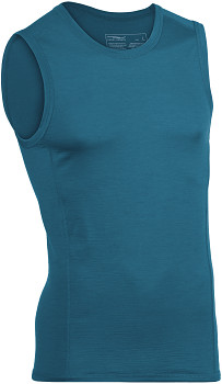 Pánské sportovní tričko bez rukávů z bio merino vlny a hedvábí - modrá sky