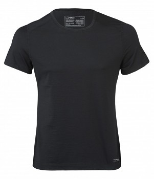 Pánské sportovní tričko s kr. rukávy z bio merino vlny a hedvábí - černá