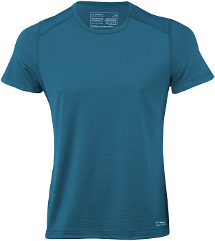 Pánské sportovní tričko s kr. rukávy z bio merino vlny a hedvábí -  modrá acqua