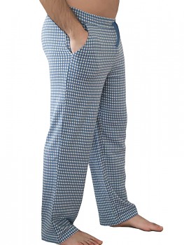 Albero pánské pyžamové kalhoty ze 100% biobavlny - modrobílá kostka