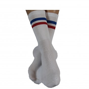 Tenisové ponožky z biobavlny - bílá/modrá, červená