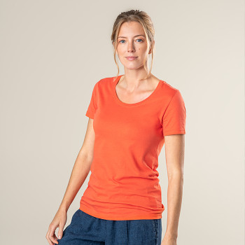FRIEDA Dámské tričko s krátkými rukávy ze 100% biobavlny - oranžová peel