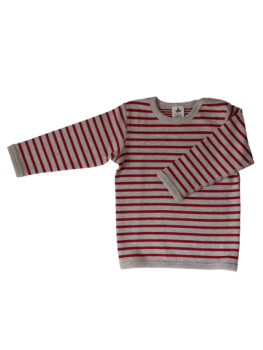 BREMER Dětské oboustranné tričko s dlouhými rukávy ze 100% biobavlny - červená/šedá