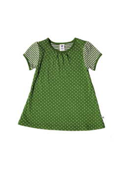 WESERSTRAND dívčí letní šaty ze 100% biobavlny - zelená/béžová