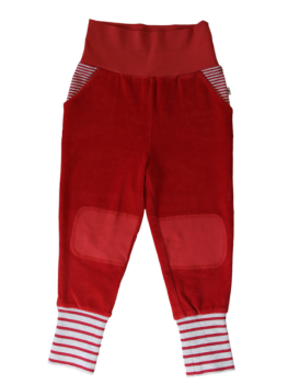 BREMER dětské kalhoty ze 100% biobavlny - cihlově červená
