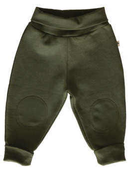 Kojenecké fleecové kalhoty ze 100% biobavlny - khaki tymián