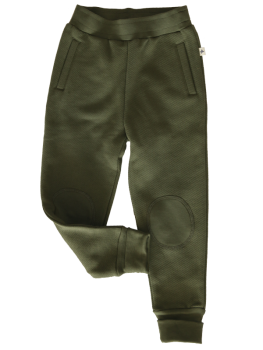 Dětské fleecové kalhoty ze 100% biobavlny - khaki tymián