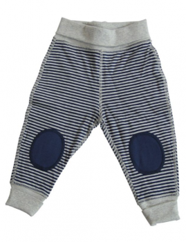 WENDE oboustranné kojenecké kalhoty ze 100% biobavlny - tmavě modrá/šedá