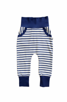 HAREM kojenecké kalhoty ze 100% biobavlny - pruhovaná modrá navy/ přírodní