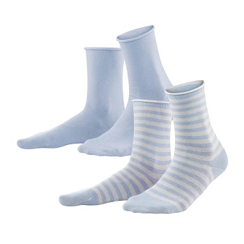 ALEXIS dámské ponožky z biobavlny - světle modrá lavender/bílá (2 páry)