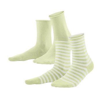 ALEXIS dámské ponožky z biobavlny - zelená milky green/bílá (2 páry)