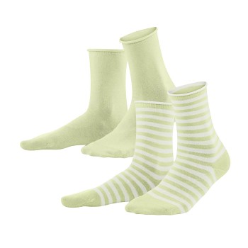 ALEXIS dámské ponožky z biobavlny - zelená milky green/bílá (2 páry)