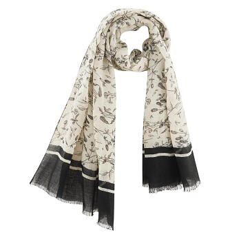 HAMILTON dámský šátek ze 100% lnu - květinový potisk