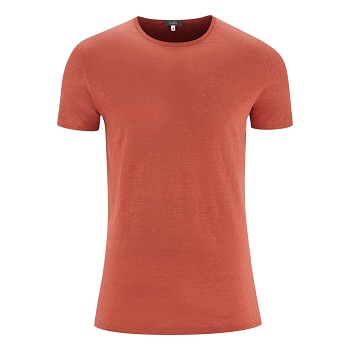 ANDY Pánské tričko s krátkými rukávy ze 100% lnu - červená clay