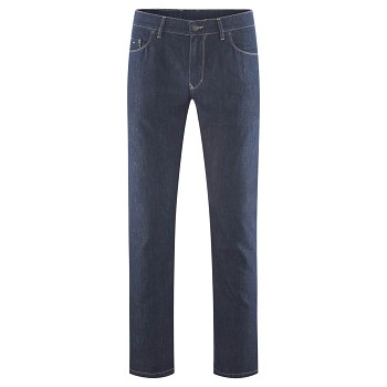 KEANU pánské džíny ze lnu a bio bavlny - tmavě modrá indigo