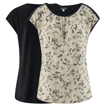KLARISSA dámské tričko z biobavlny a EVO vlákna - černá/wildflowers