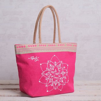 LADY velká jutová taška - růžová